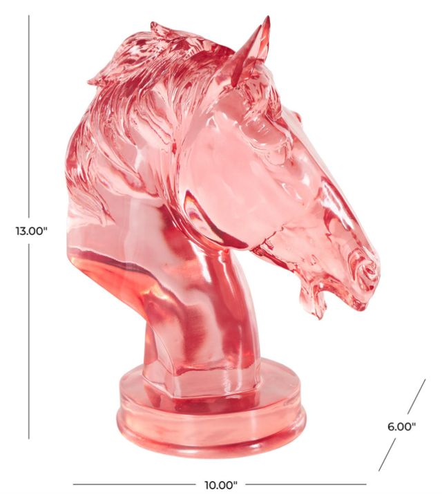 Deco Marche Cosmoliving by Cosmopolitan Pink Horse Tinted Decorative Sculpture-3