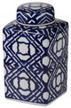 A & B Home Blue/White Valora Square Lidded Jar-1