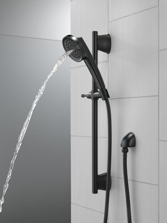 Delta Universal Showering Components Matte Black 3-Setting Slide Bar Handshower-1
