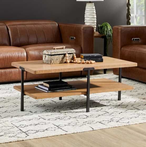 Flexsteel® Millwork Umber Rectangular Coffee Table with Black Legs-1