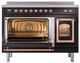 Ilve® Nostalgie II Noblesse 48'' Glossy Black Pro Style Induction Range with Copper Trim-3
