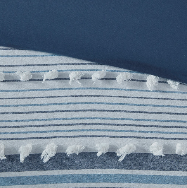 Olliix by Urban Habitat Calum Navy King/California King Cotton Jacquard Comforter Set-3