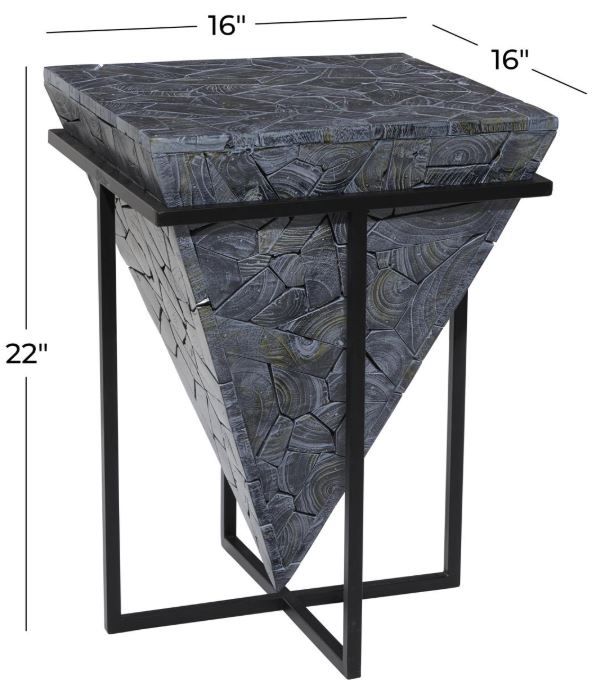 Deco Marche U Select Gray Side End Accent Table with Black Base-3