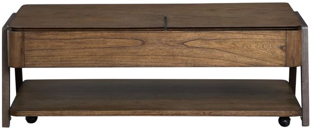 Magnussen Home® Hallie Dark Chocolate/Milk Chocolate Lift Top Storage Cocktail Table with Casters-3