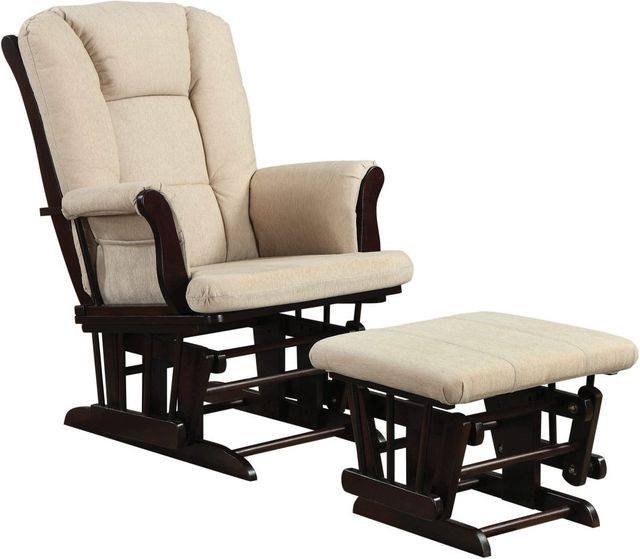 Coaster® 2-Piece Beige Espresso Glider Rocker Set-0