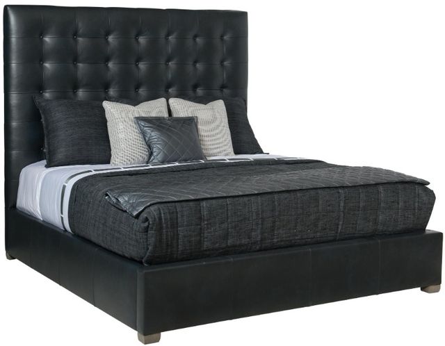Bernhardt Avery 66" High Leather Button-Tufted Bed-0