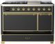 Ilve® Majestic III 48" Graphite Matte Pro Style Dual Fuel Natural Gas Range with Solid Door and Brass Trim-2