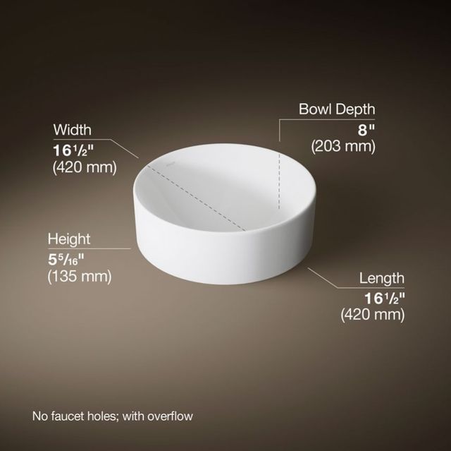 Kohler Vox® White 16.5" Round Vessel Bathroom Sink-3