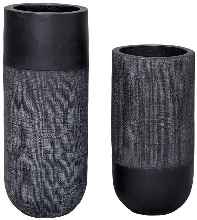 Uttermost® Woven Shadow 2-Piece Matte Black Vase Set-0