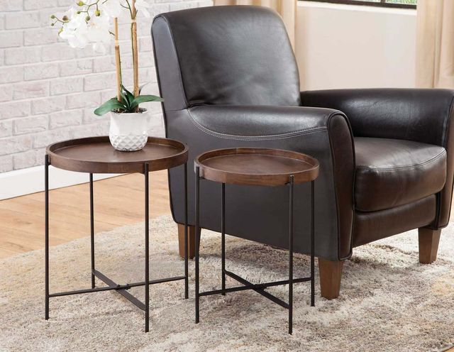 Steve Silver Co. Capri 2-Piece Brown Nesting Table with Matte Black Base-3
