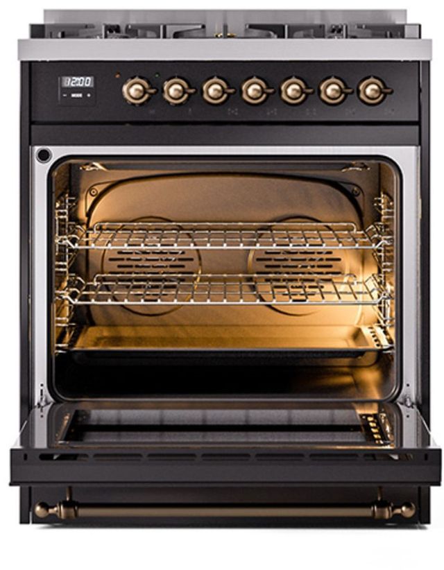 Ilve® Nostalgie II Series 30" Glossy Black Pro Style Dual Fuel Range-3