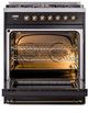 Ilve® Nostalgie II Series 30" Glossy Black Pro Style Dual Fuel Range-3