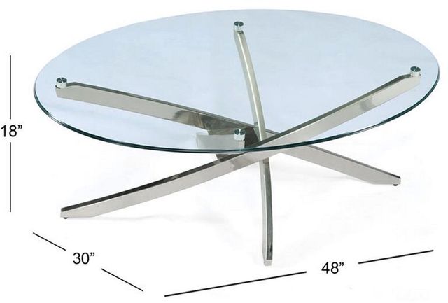 Magnussen Home® Zila Glass Oval Cocktail Table with Brushed Nickel Base-1