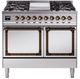Ilve® Nostalgie II Noblesse 40'' Stainless Steel Pro Style Dual Fuel Range with Burnished Trim-0