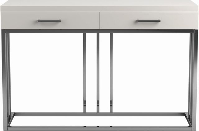 Coaster® Dalya Glossy White Two Drawers Rectangular Sofa Table with Chrome Base-0