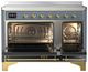 Ilve® Majestic III 48" Blue Gray Pro Style Induction Range with Solid Door and Brass Trim-1