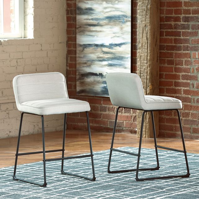 Signature Design by Ashley® Nerison 2-Piece Linen/Black Bar Stool Set-2