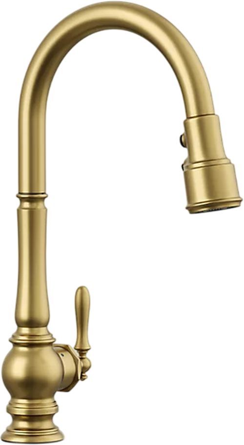 KOHLER® Artifacts® Vibrant Brushed Moderne Brass Touchless Kitchen Sink Faucet with 3-Function Sprayhead-0