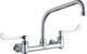 Elkay Chrome Foodservice 8" Centerset Wall Mount Faucet with 6" Wristblade Handle-0