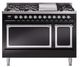 Ilve® Nostalgie II Noblesse 48'' Glossy Black Pro Style Dual Fuel Range with Chrome Trim-0