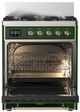 Ilve® Majestic III 30" Emerald Green Pro Style Dual Fuel Liquid Propane Range with Solid Door and Copper Trim-1