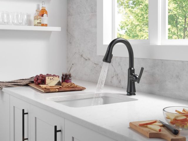 Delta Coranto® Matte Black Touch2O® Bar / Prep Faucet with Touchless Technology-2
