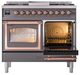 Ilve® Nostalgie II Noblesse 40'' Graphite Matte Pro Style Dual Fuel Range with Copper Trim-4