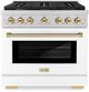 ZLINE Autograph Edition Paramount 36" Stainless Steel Pro Style Dual Fuel Range with White Matte Door and Polished Gold Accents-0