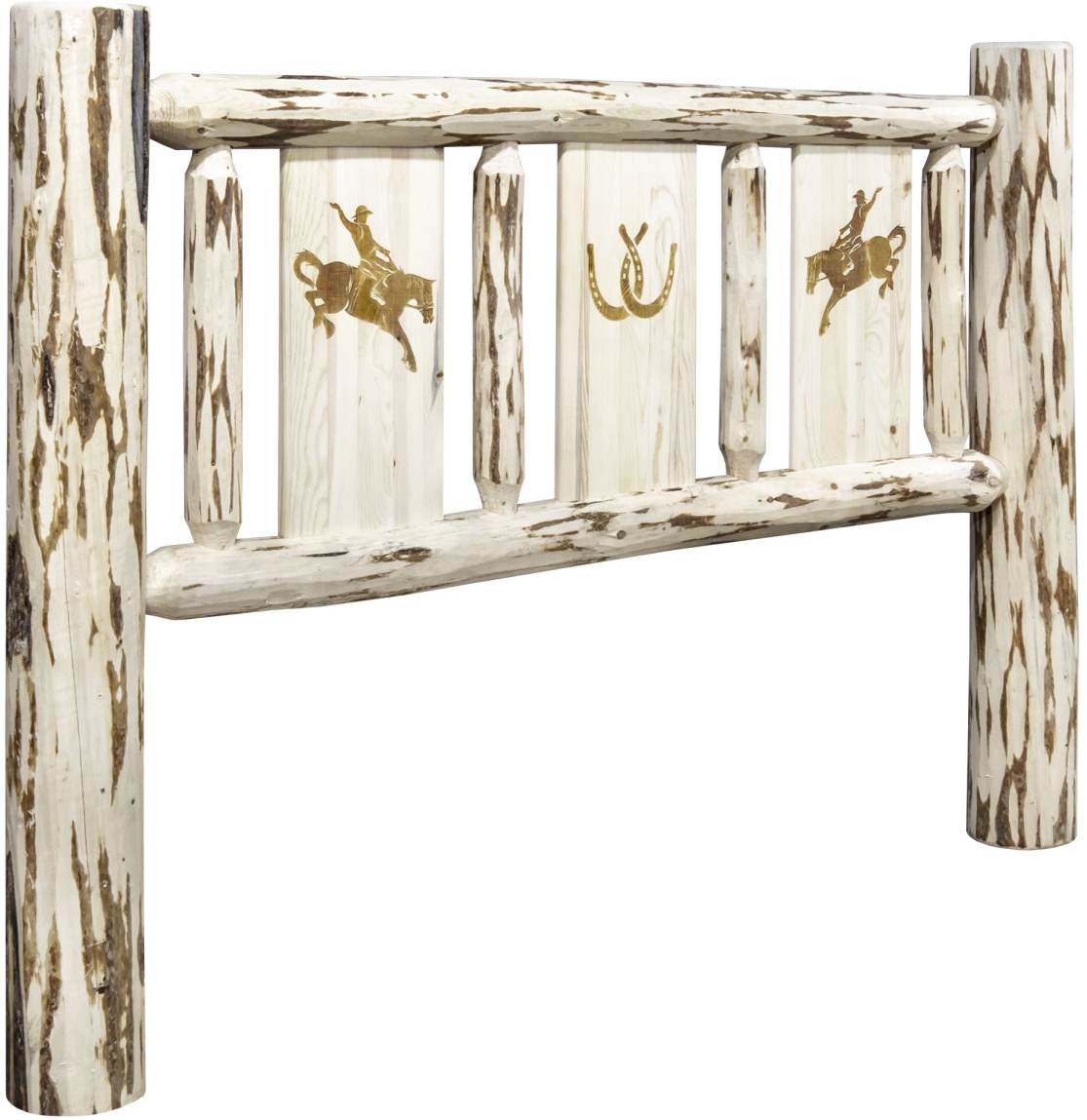 Montana Woodworks® Montana Collection Clear Lacquer Full Youth Headboard with Laser Engraved Bronc Design