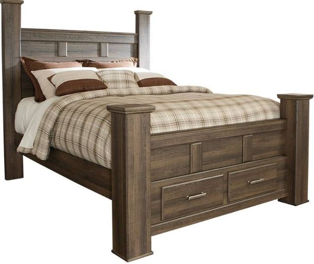Signature Design by Ashley® Juararo 6-Piece Dark Brown Queen Poster Storage Bed Set-1