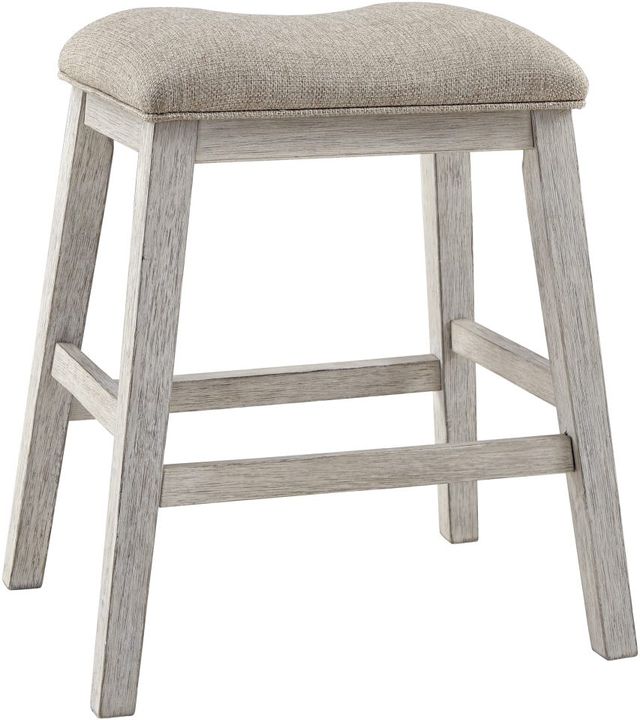 Skempton Counter Height Stool - White/Light Brown - (D394-024)