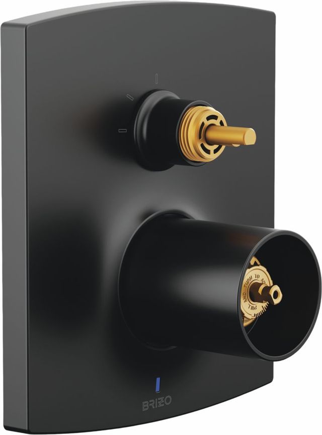 Brizo Kintsu® Matte Black Pressure Balance Valve Trim with Integrated 3-Function Diverter Trim-0