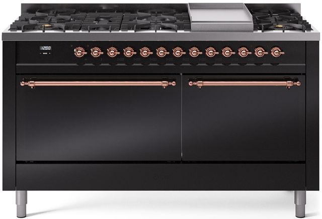 Ilve® Nostalgie II Series 60" Glossy Black Pro Style Dual Fuel Range-0