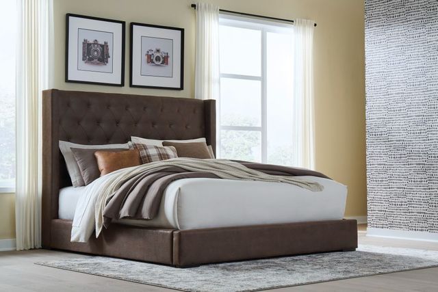 Signature Design by Ashley® Fremindon Coffee King Upholstered Panel Storage Bed-1
