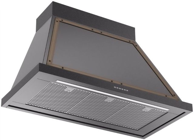 Ilve® Nostalgie II Noblesse 40" Glossy Black Wall Mounted Range Hood with Burnished Trim-1