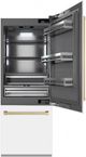 ZLINE Autograph Edition 30" 16.1 Cu. Ft. White Matte Built-In Bottom Freezer Refrigerator with Water Dispenser, Ice Maker, and Champagne Bronze Accents-2
