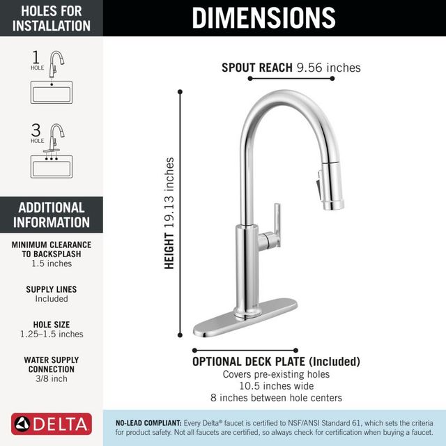 Delta Altado™ Chrome Single Handle Pull-Down Kitchen Faucet-2