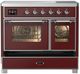 Ilve® Majestic III 40" Burgundy Pro Style Induction Range with Triple Glass Door and Chrome Trim-2