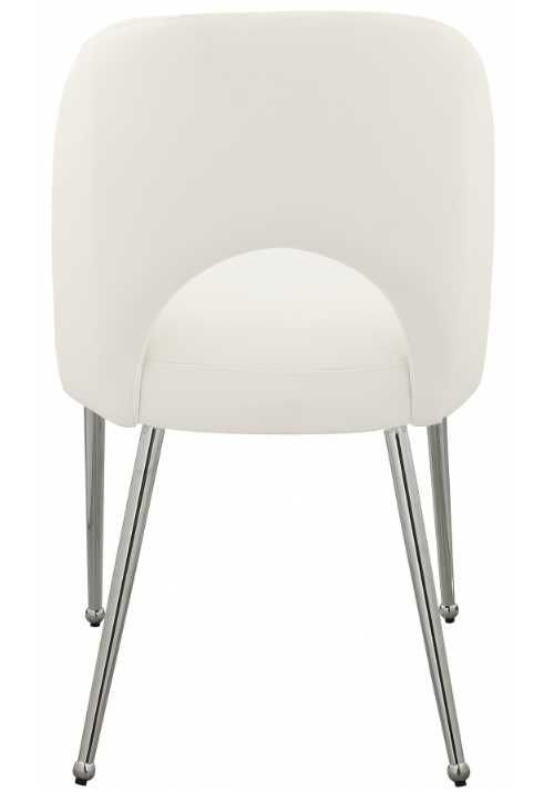 Meridian Furniture Logan Cream/Chrome Velvet Dining Side Chair-3