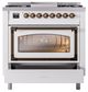 Ilve® Nostalgie II Noblesse 36'' Custom RAL Color Pro Style Dual Fuel Range with Burnished Trim-2