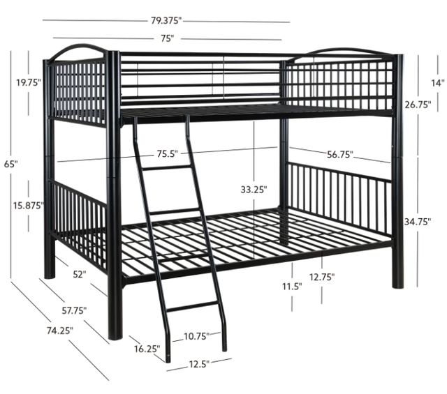 Powell® Heavy Metal Black Full/Full Bunk Bed-2