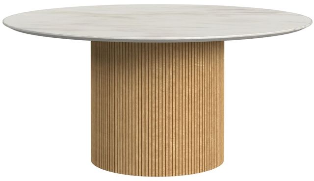 Elements International Sylvie 3-Piece White Faux Marble Top Occasional Table Set with Natural Base-2