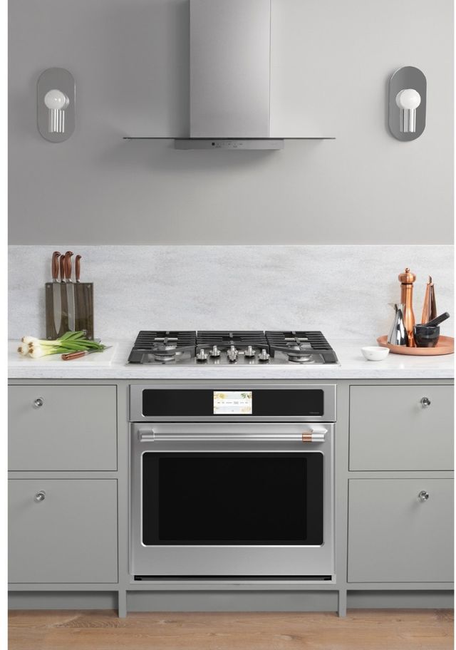 Café™ 30" Stainless Steel Wall Mount Glass Canopy Chimney Hood-1