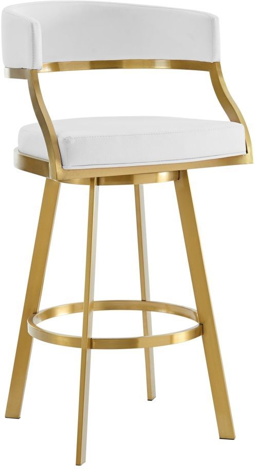 Armen Living Saturn Gold/White Swivel Bar Stool-0