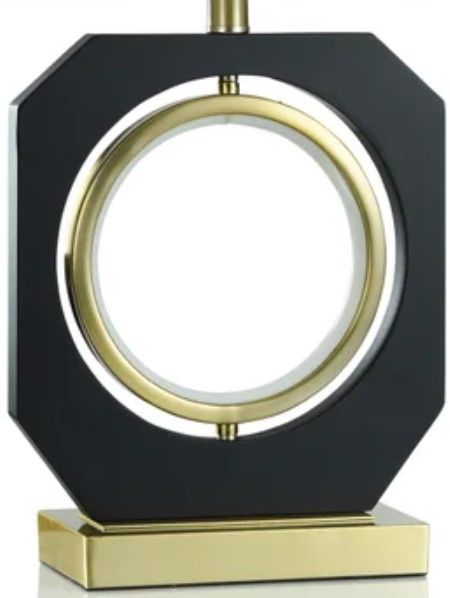 Stylecraft Bold Black/Metro Gold/White Table Lamp-2