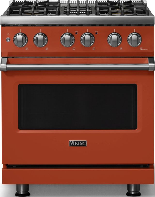 Viking® 5 Series 30" Spriced Cider Pro Style Dual Fuel (NG) Range with Polished Chrome Trim-0