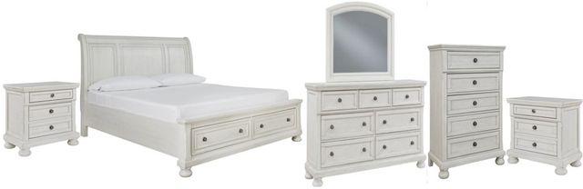 Signature Design by Ashley® Robbinsdale 6-Piece Antique White King Storage Bed Set-0
