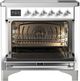 Ilve® Majestic III 36" White Pro Style Induction Range with Solid Door and Chrome Trim-1