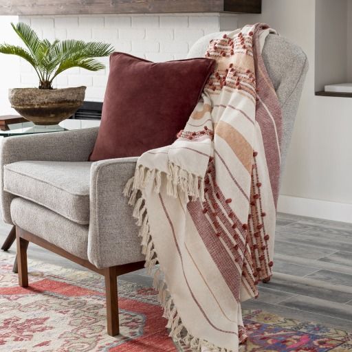 Surya Yemaya Rose 50"x60" Throw Blanket-3