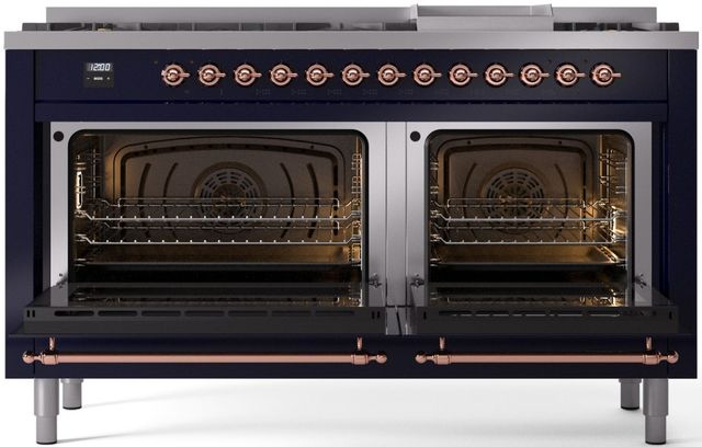 Ilve® Nostalgie II Series 60" Midnight Blue Pro Style Dual Fuel Range-1